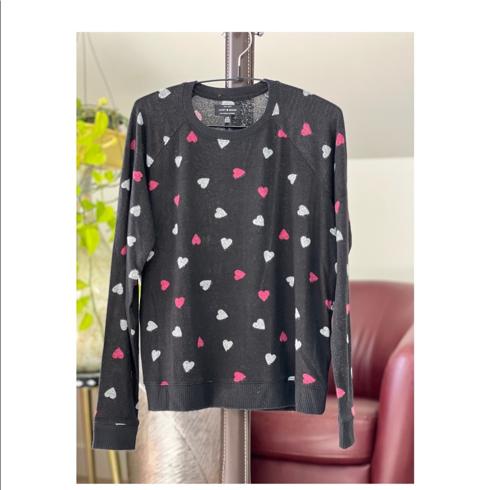Brand New “Lucky Brand” Heart Black Sweater